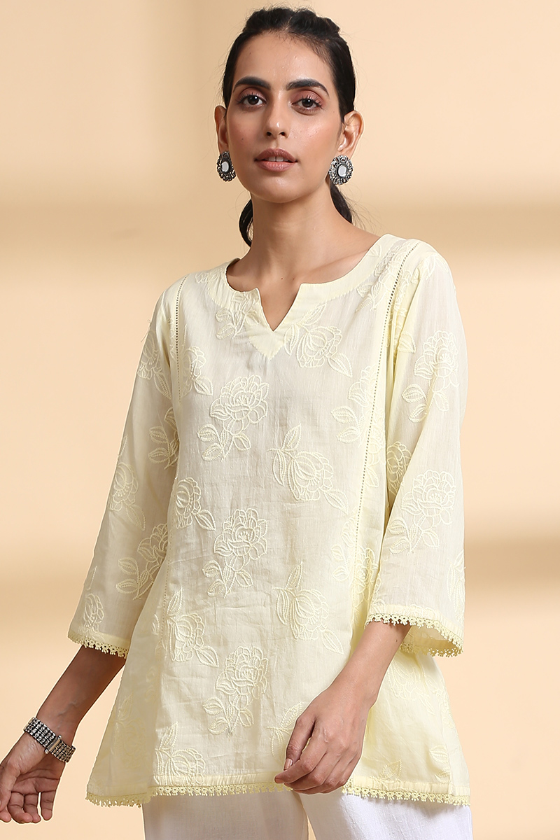 Buy Yellow Handcrafted A-line Cotton Top | Yellow Top for Women ...