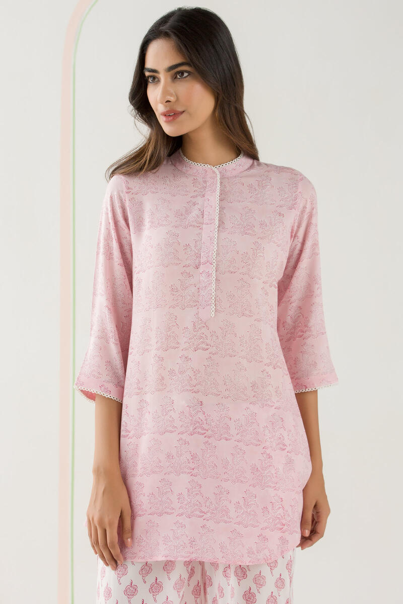 Pink Block Printed Modal Loungewear Set