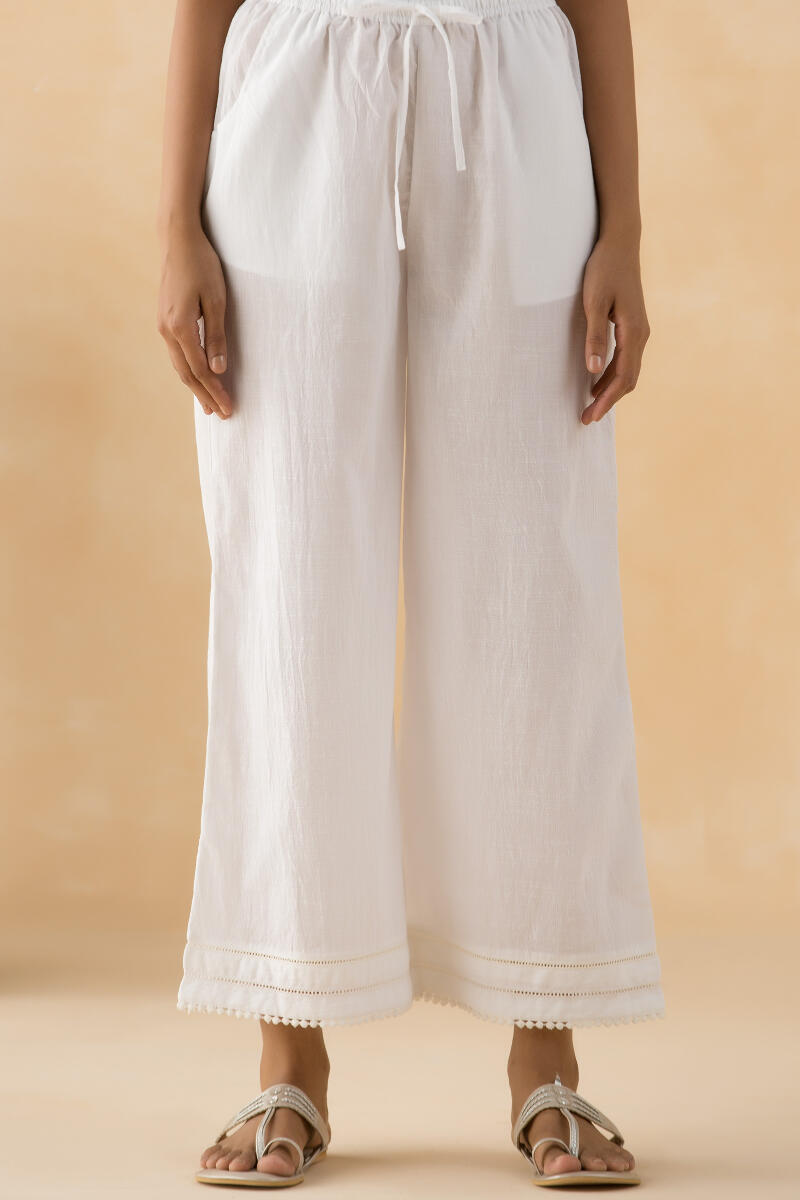 White Handcrafted Cotton Farsi Pants