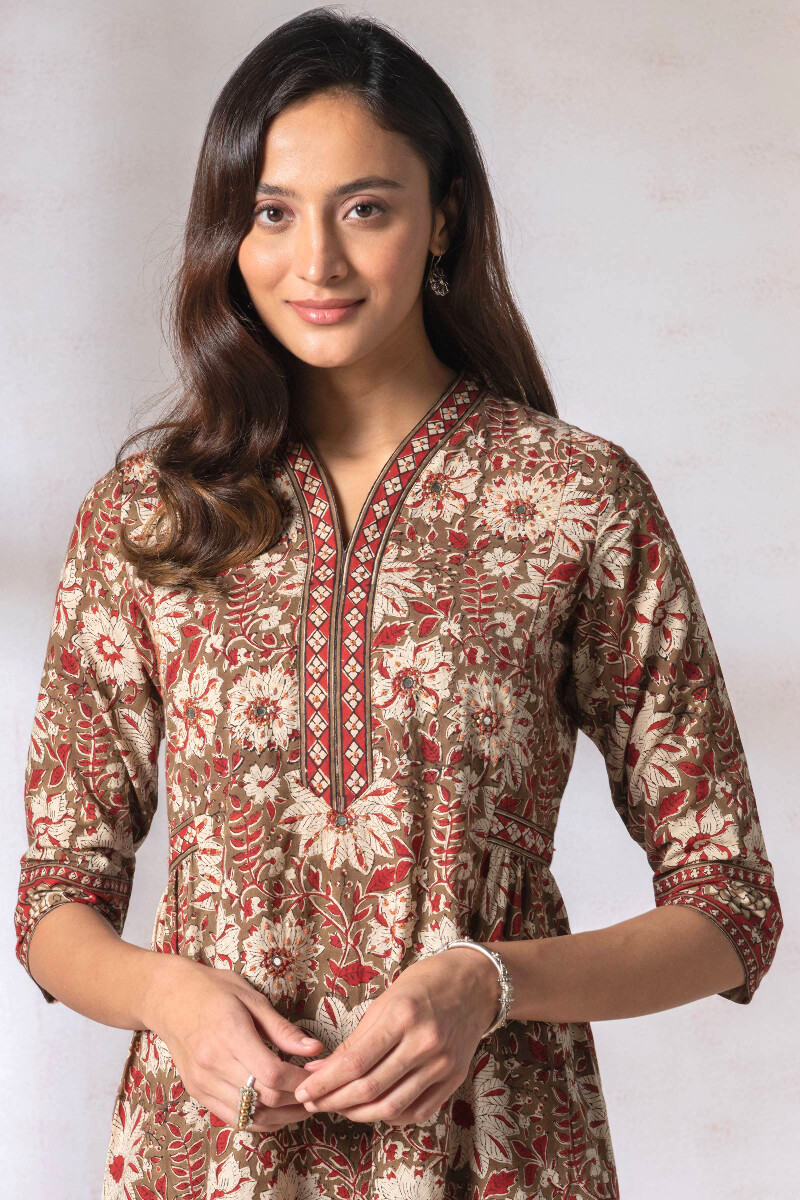 Bagru Block Printed A-Line Cotton Kurta