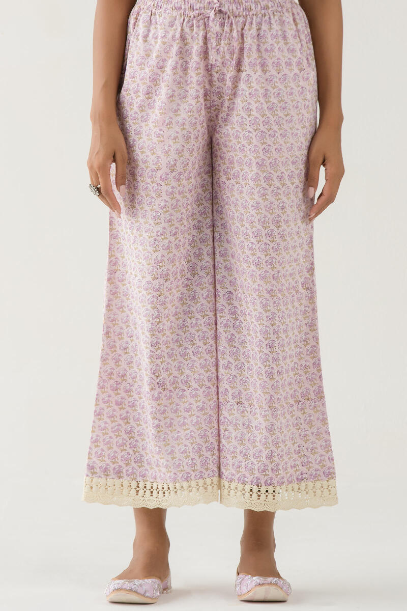 Purple Block Printed Cotton Palazzo