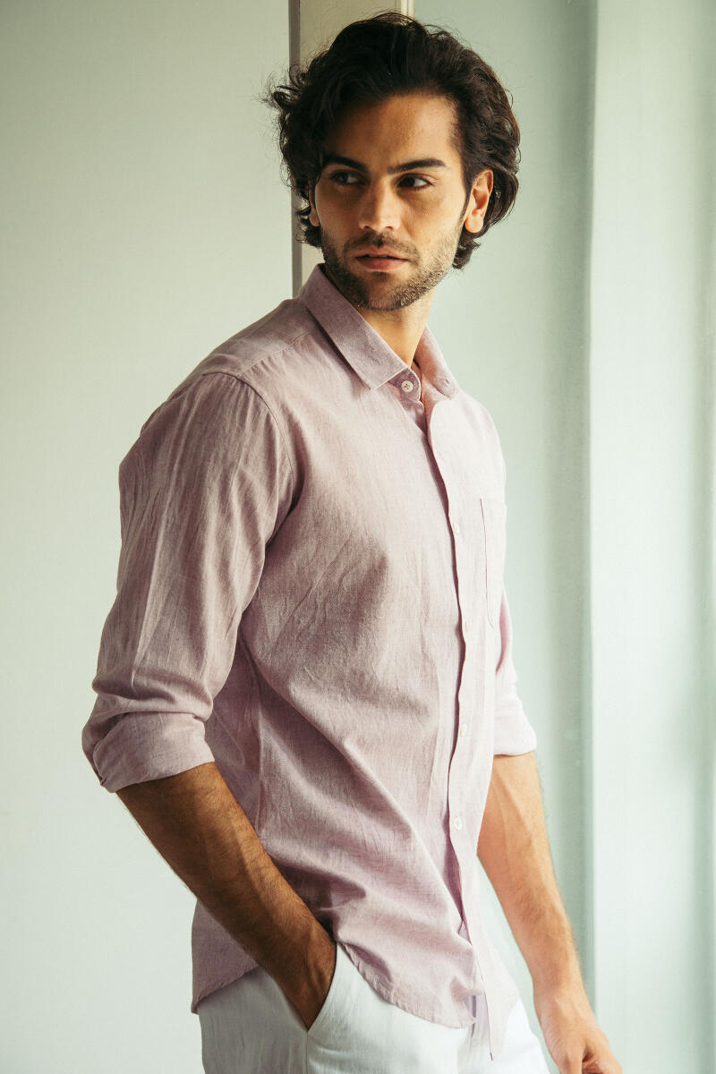 Purple Handcrafted Cotton Linen Shirt