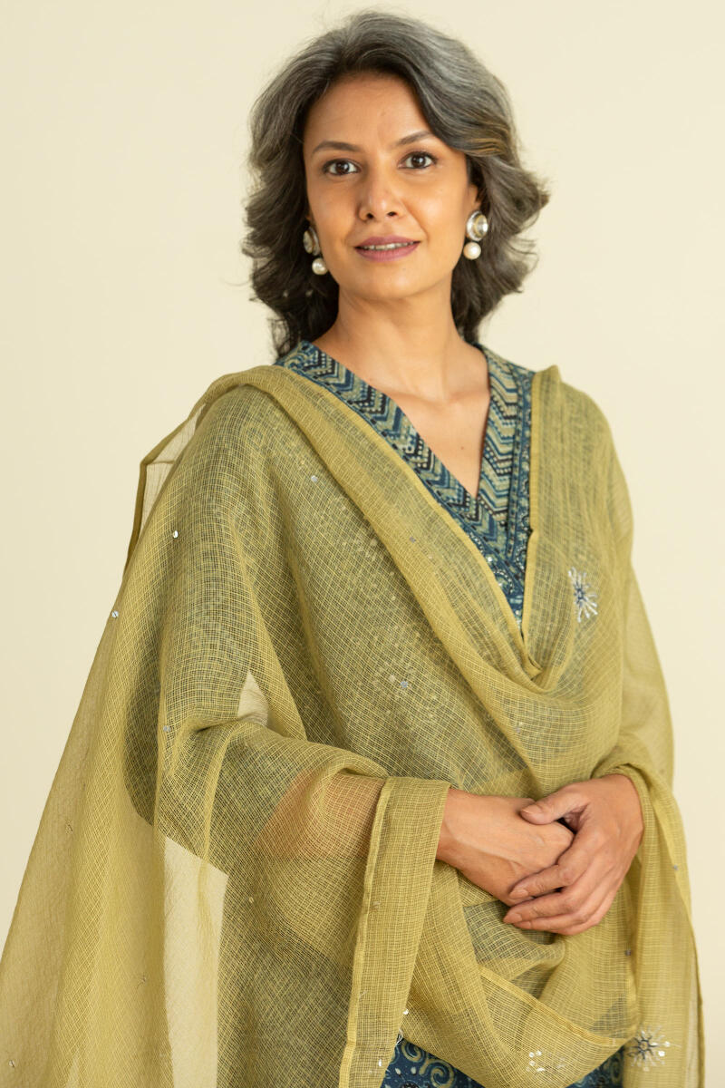 Green Handcrafted Kota Dupatta