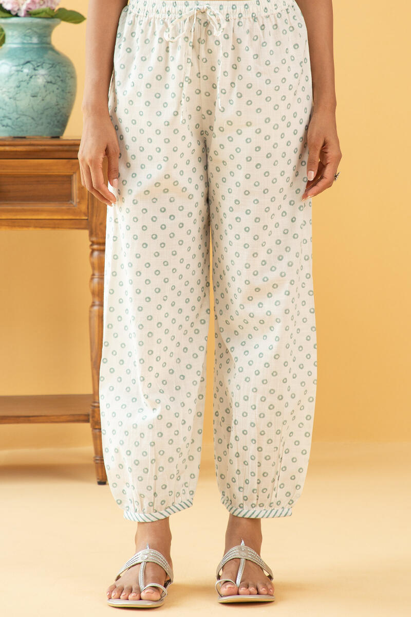 Blue Block Printed Cotton Izhaar Pants