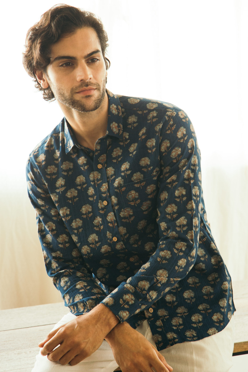 Akola Block Printed Cotton Dobby Shirt