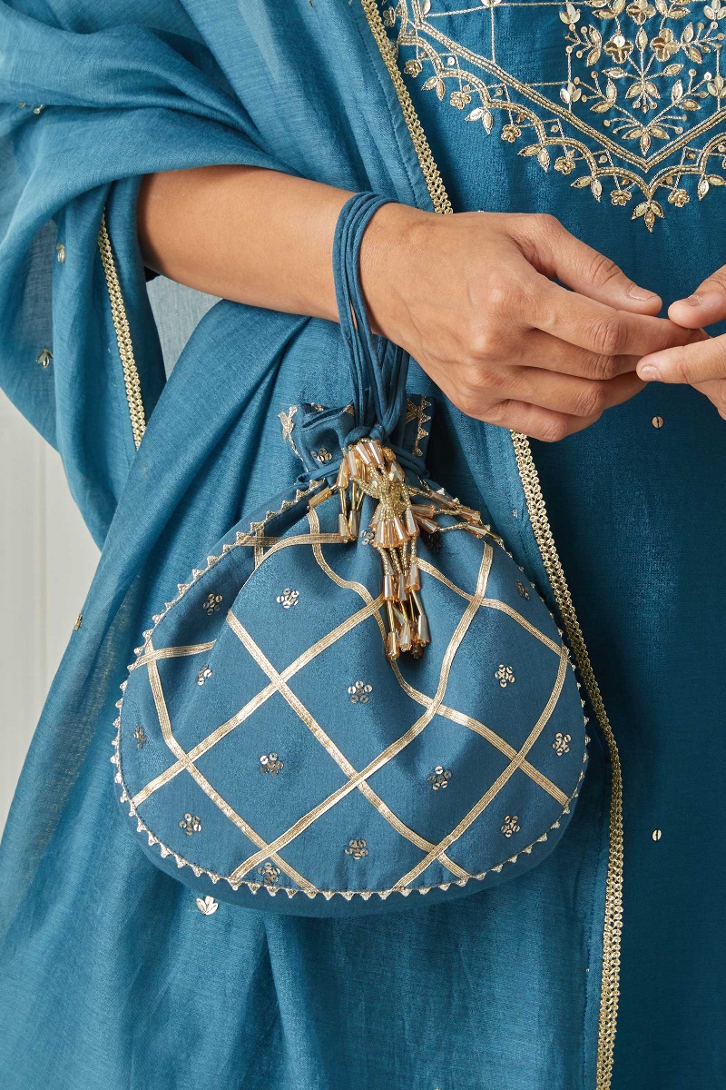 Blue Handcrafted Modal Potli Bag