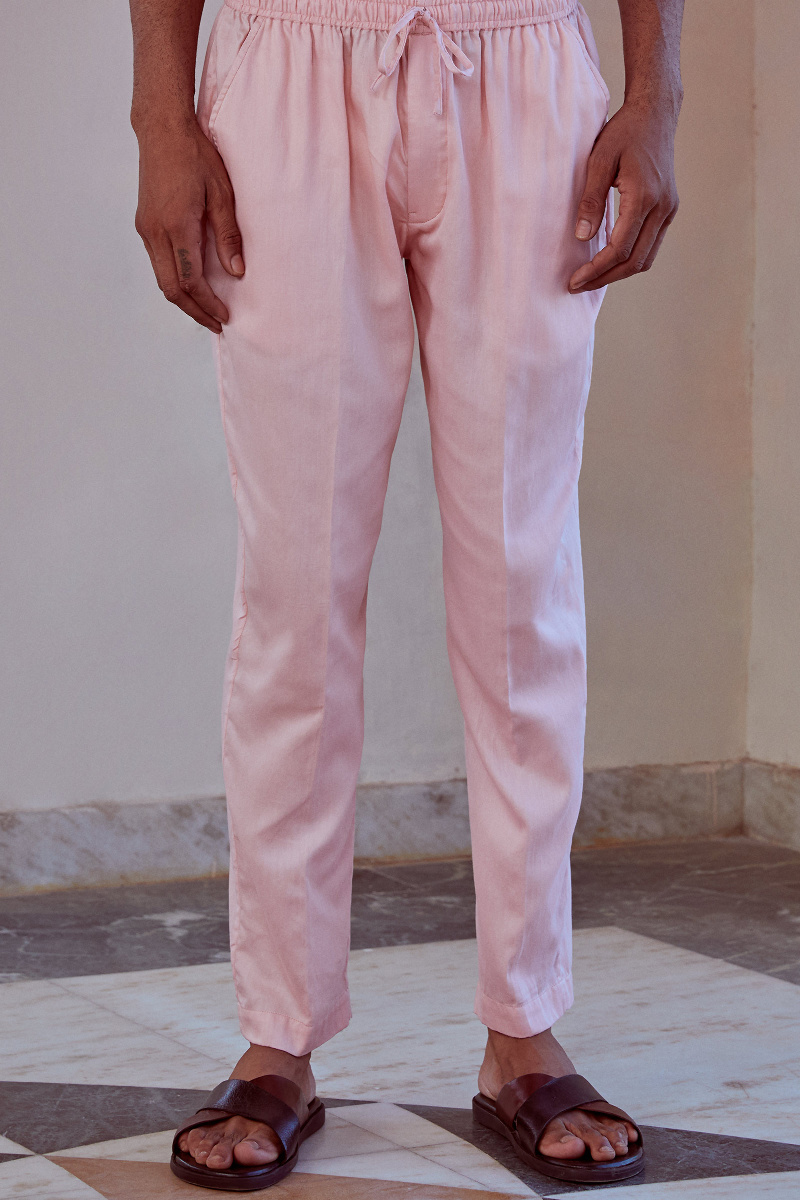 Pink Handcrafted Vegan Silk Pants