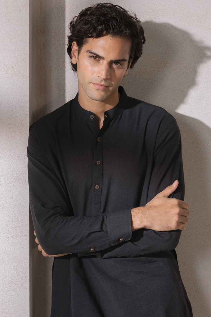 Black Handcrafted Handloom Kurta