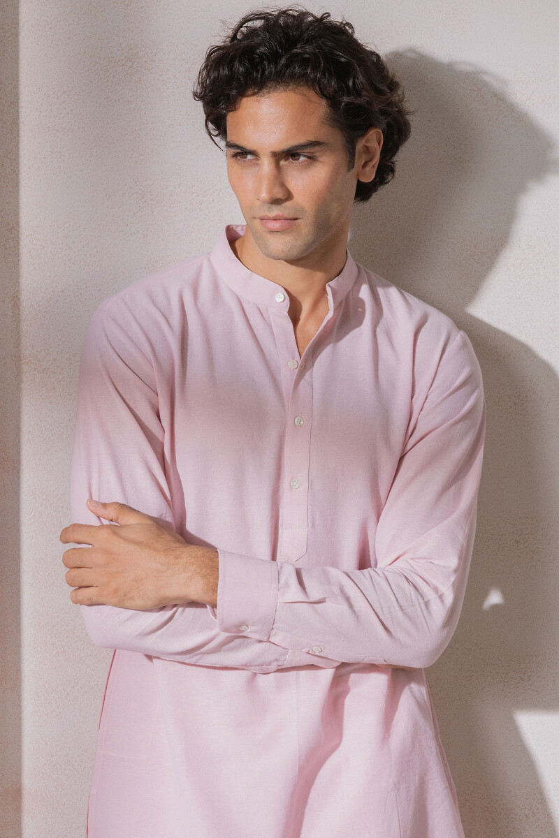 Pink Handcrafted Handloom Kurta