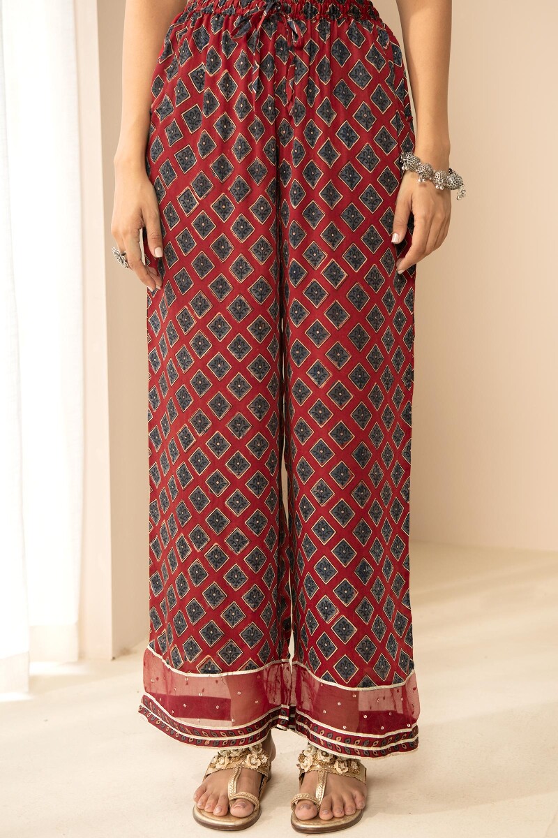 Ajrak Hand Block Printed Modal Farsi Pants