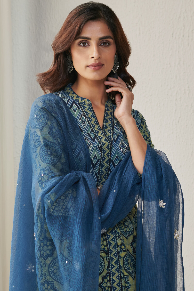 Blue Handcrafted Kota Dupatta