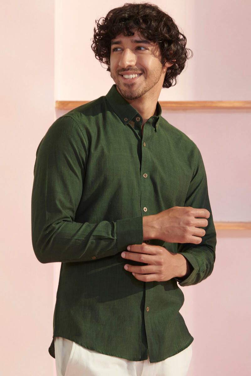 Green Handcrafted Cotton Shirt