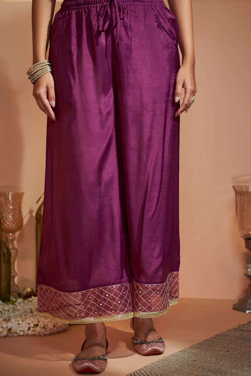 Purple Handcrafted Modal Palazzo