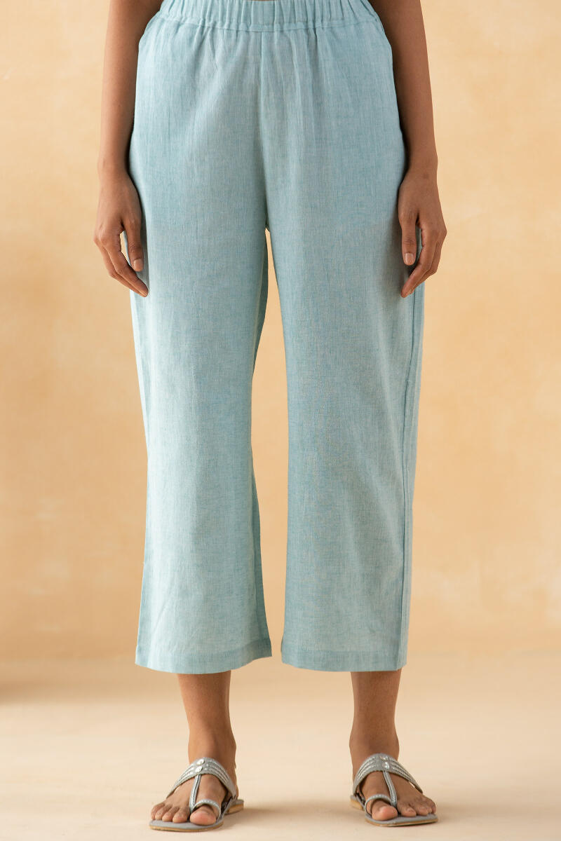 Blue Handcrafted Cotton Linen Pants