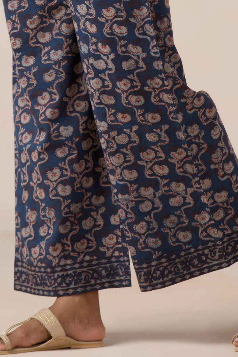 Indigo Block Printed Cotton Farsi Pants