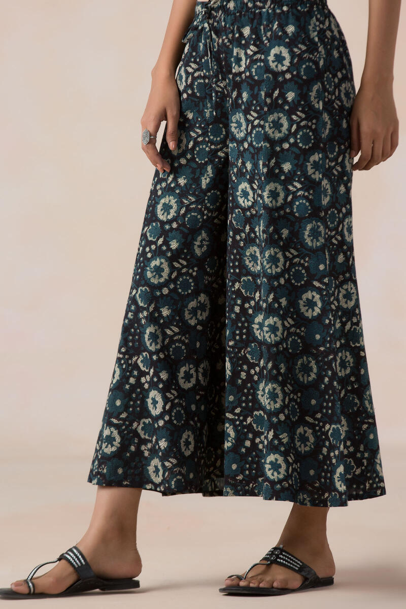 Black Block Printed Cotton Sharara