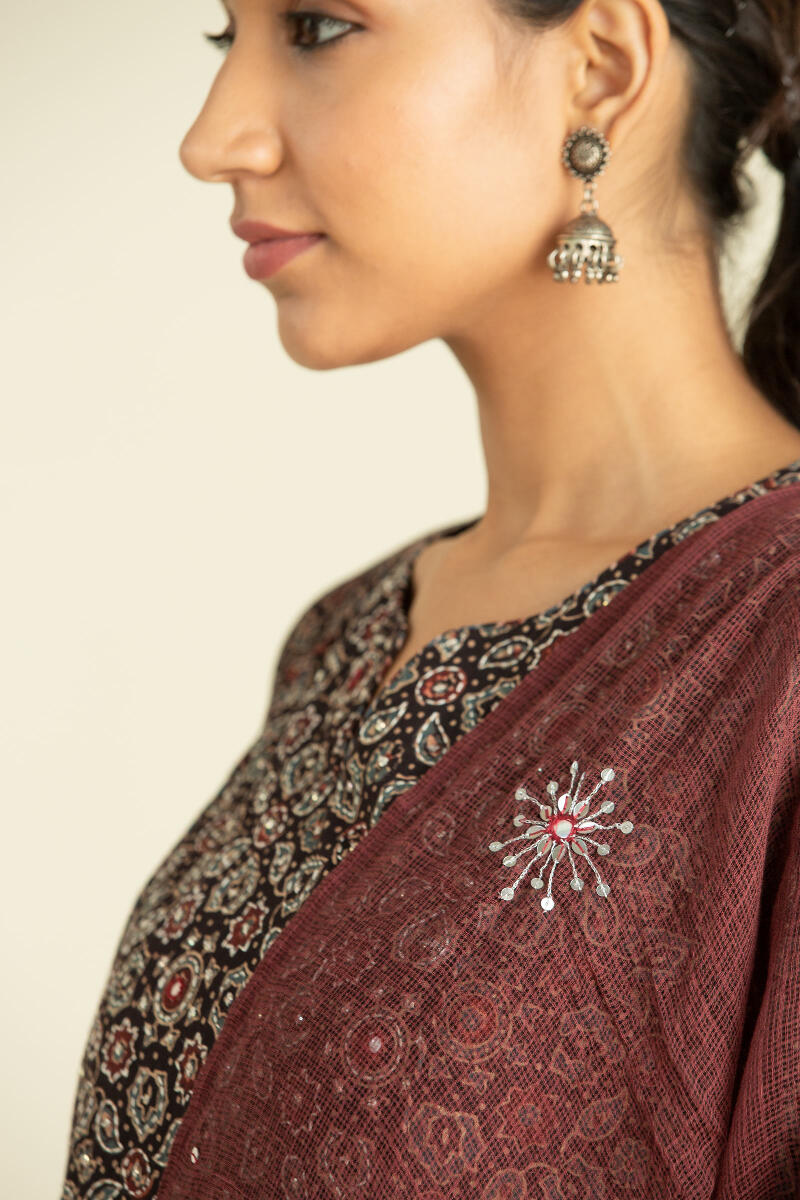 Maroon Handcrafted Kota Dupatta