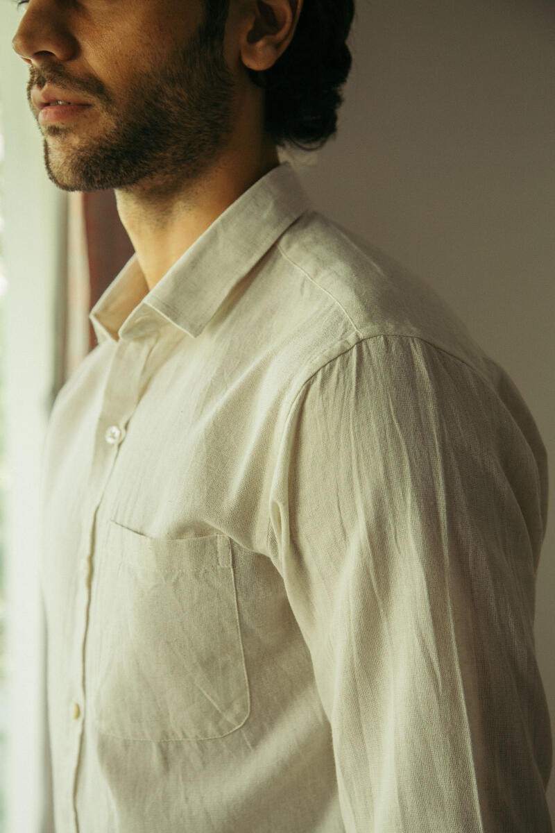 Off-White Handcrafted Cotton Linen Shirt