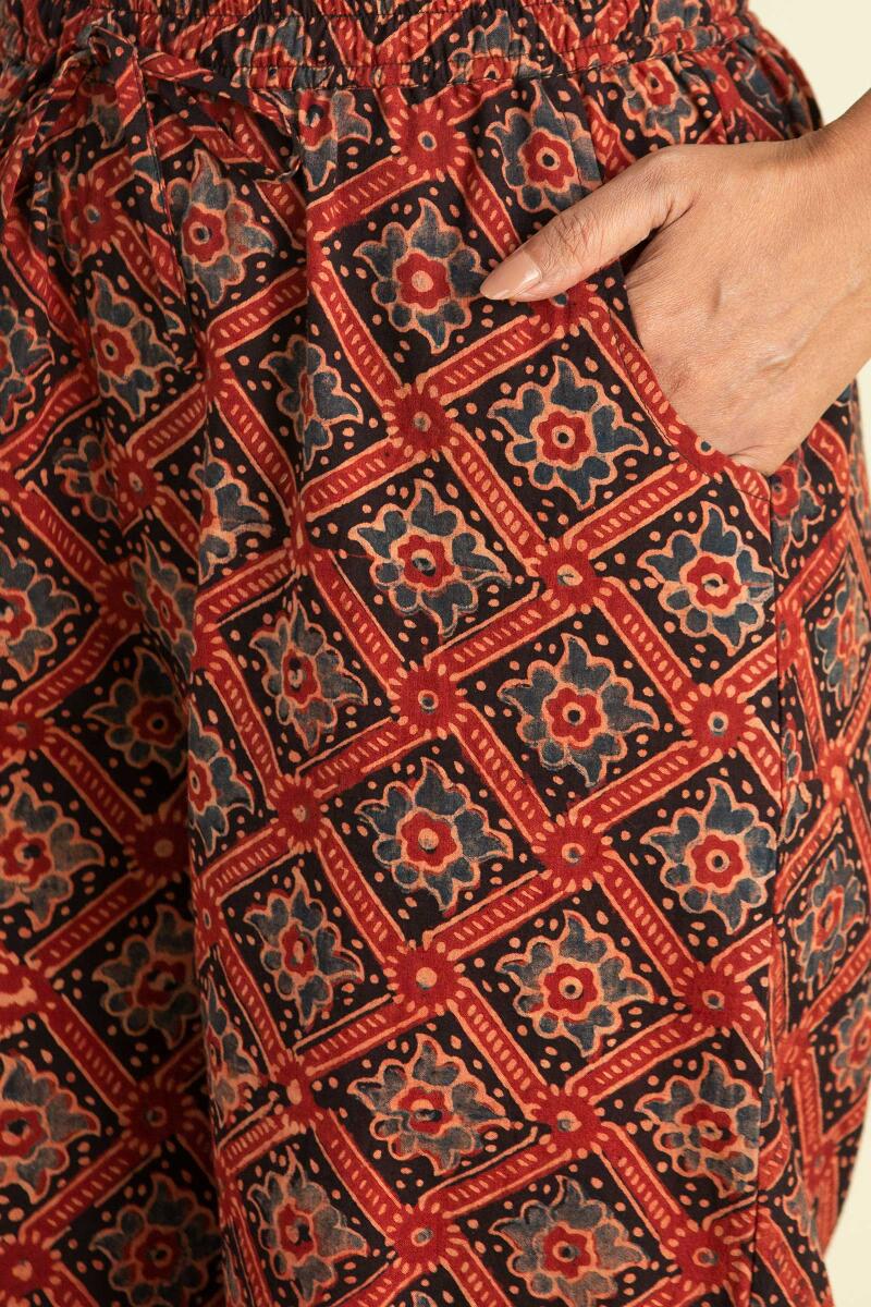 Red Block Printed Cotton Farsi