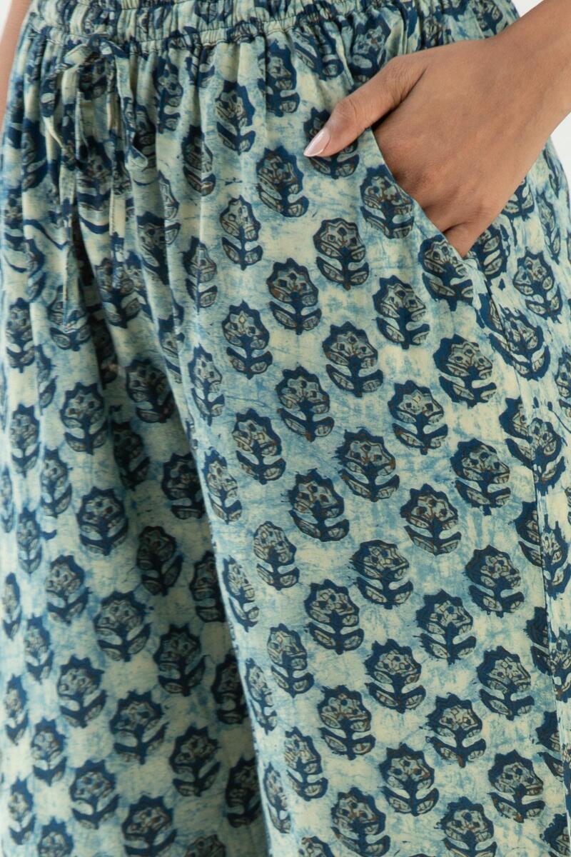 Indigo Block Printed Cotton Modal Farsi