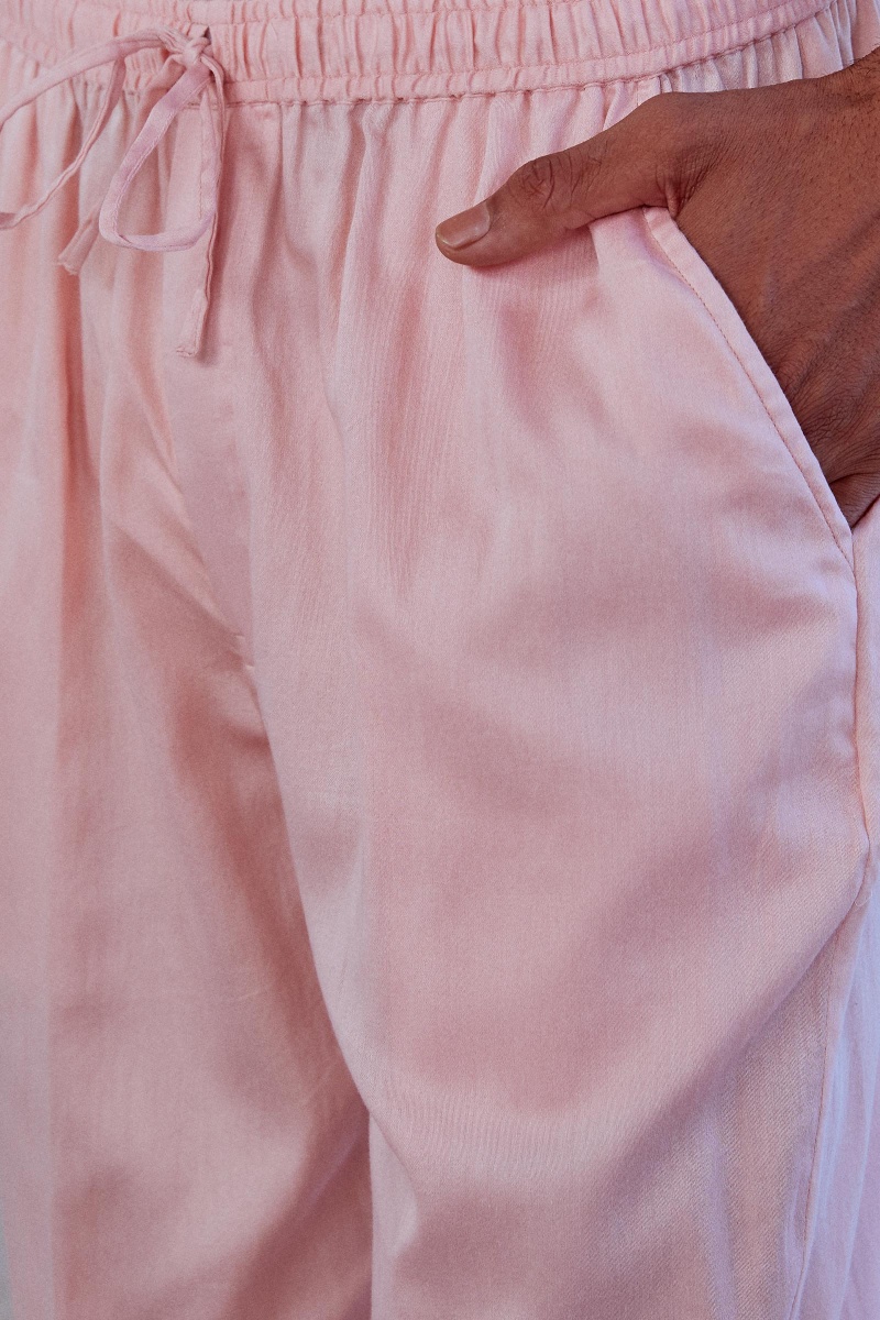 Pink Handcrafted Vegan Silk Pants