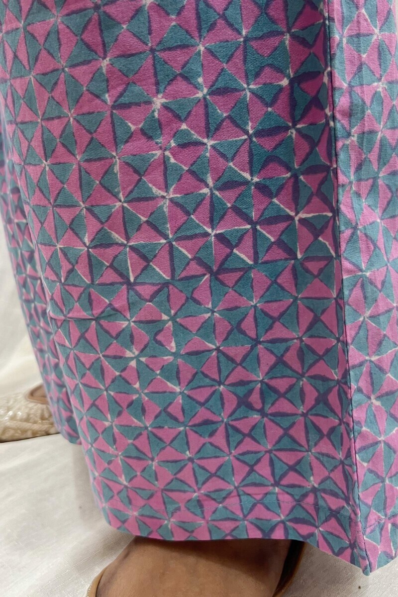 Pink Hand Block-Printed Cotton Farsi