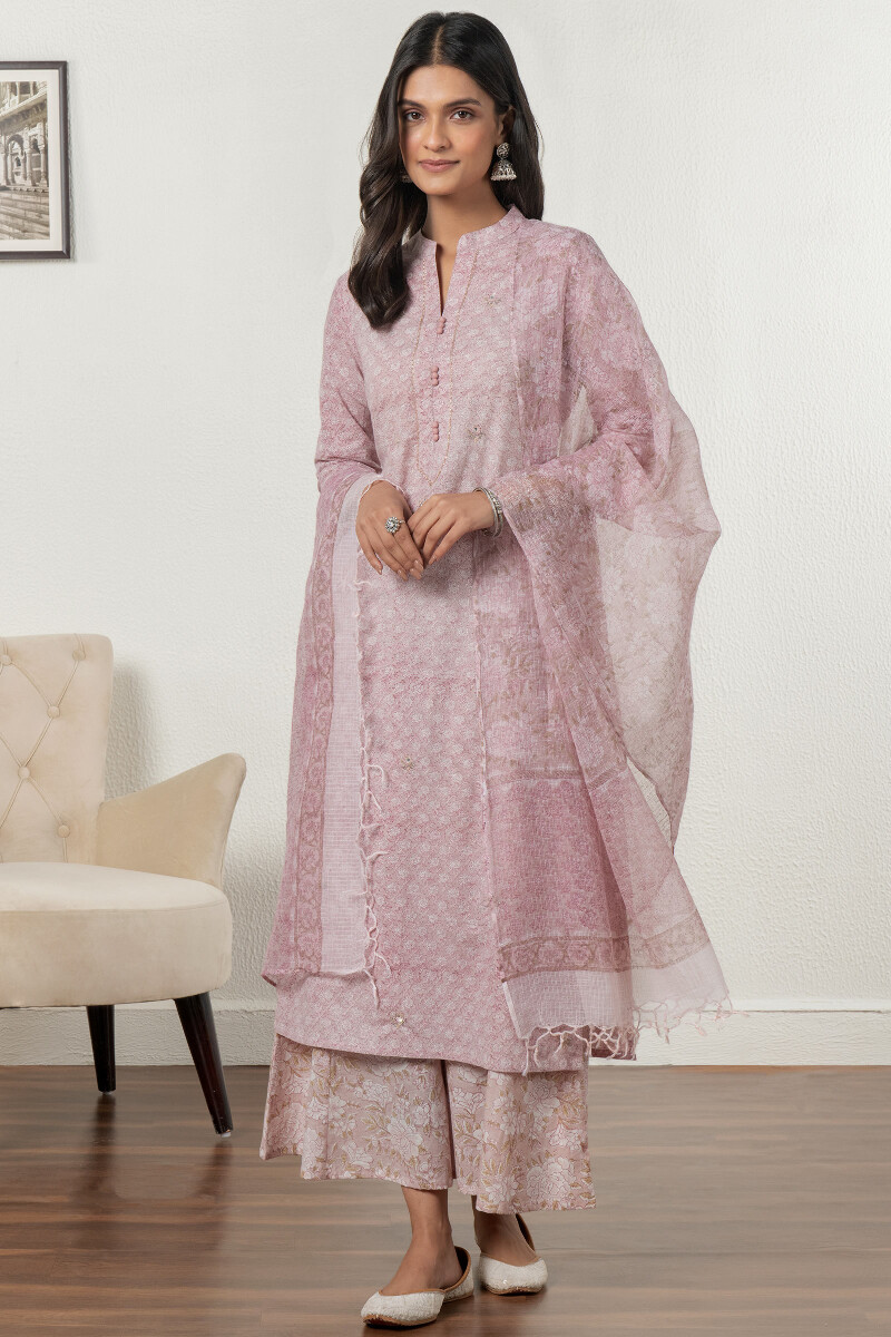 Pink Block Printed Cotton Sharara