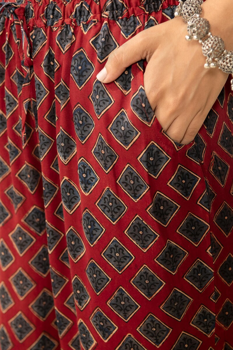 Ajrak Hand Block Printed Modal Farsi Pants