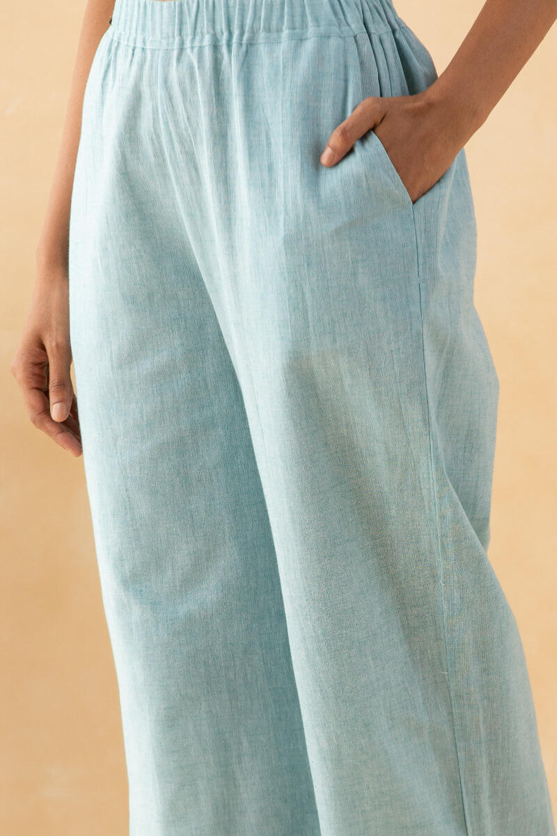 Blue Handcrafted Cotton Linen Pants