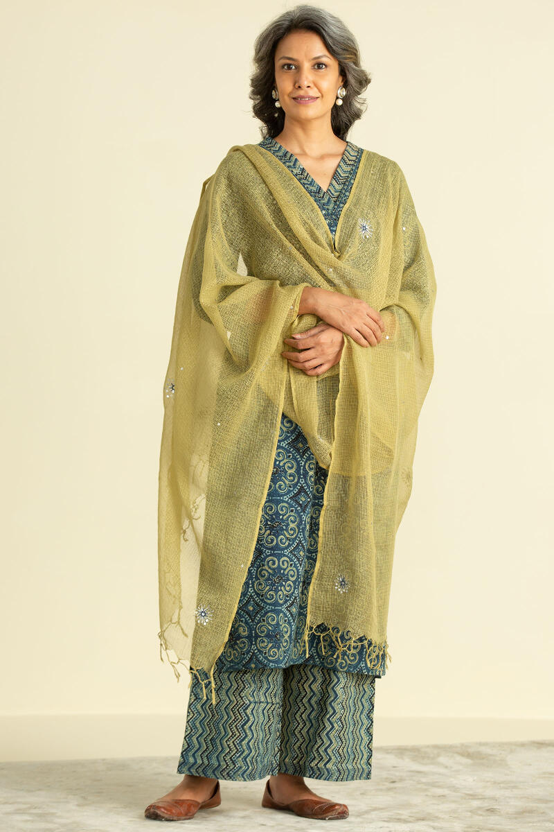 Green Handcrafted Kota Dupatta