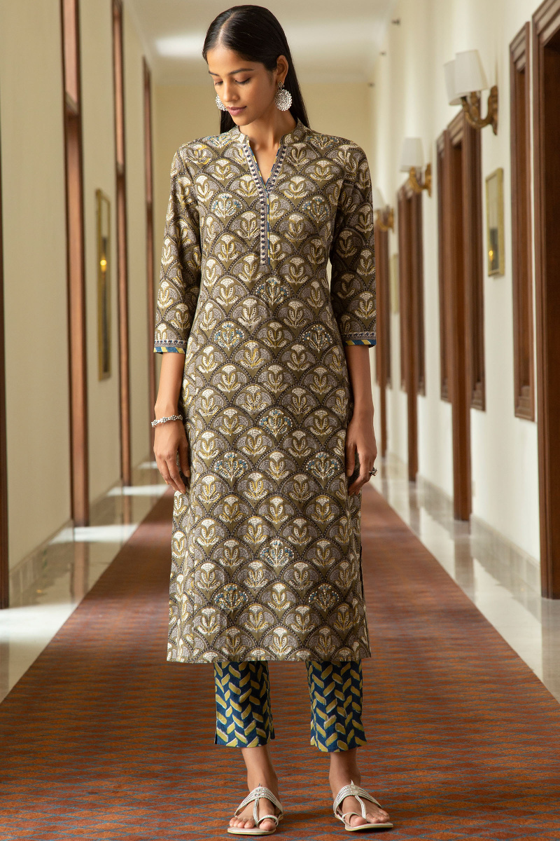 Bagru Block Printed Straight Cotton Kurta