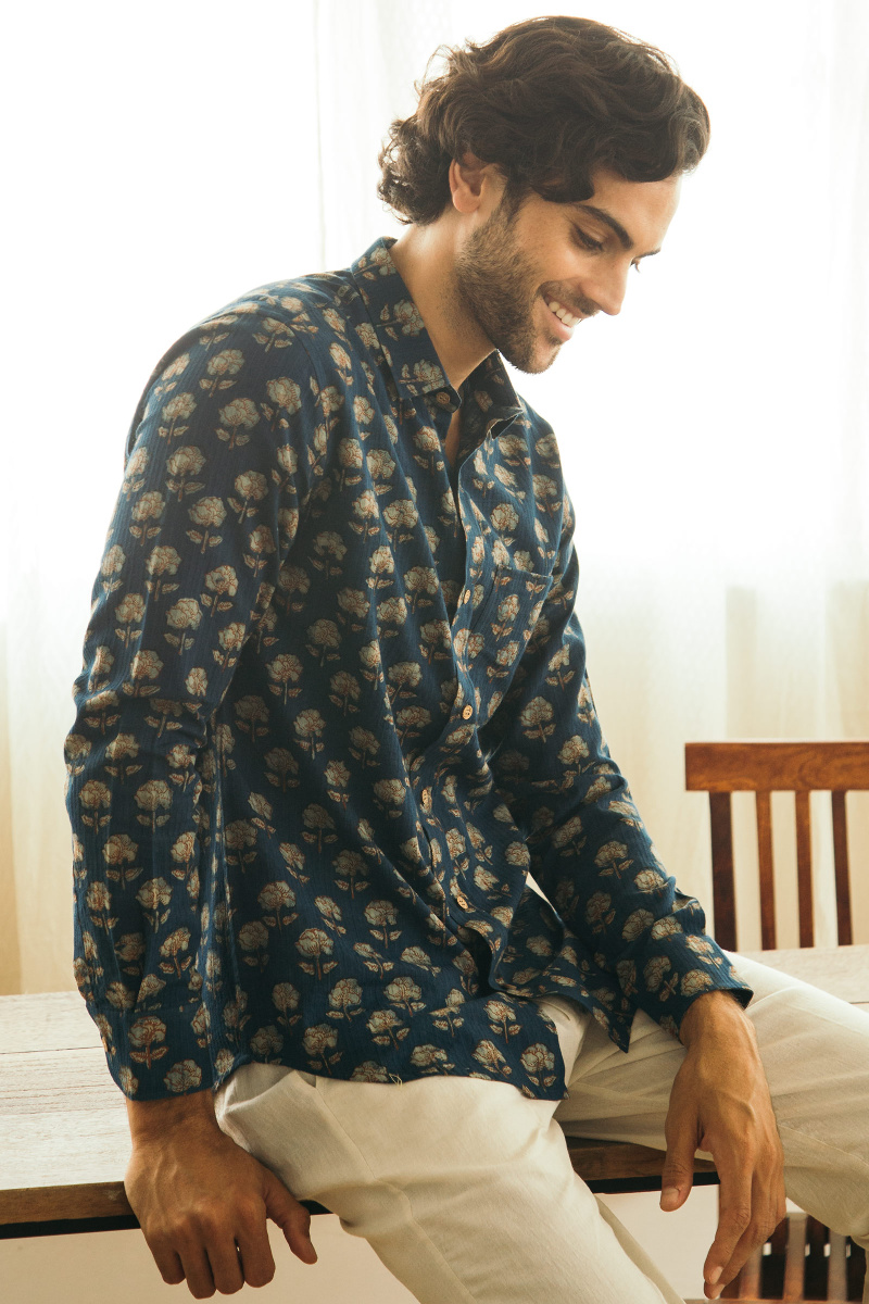 Akola Block Printed Cotton Dobby Shirt