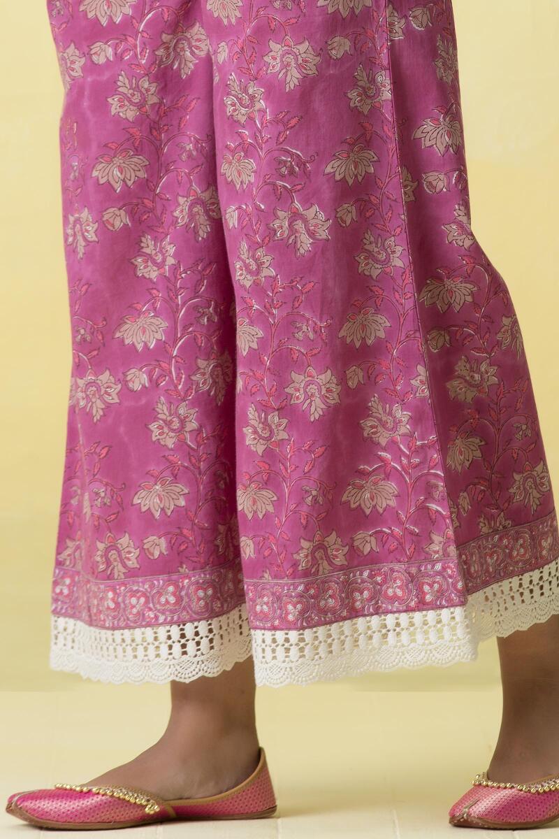 Pink Block Printed Cotton Palazzo