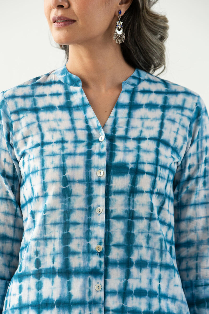 Indigo Printed Straight Cotton Kurta