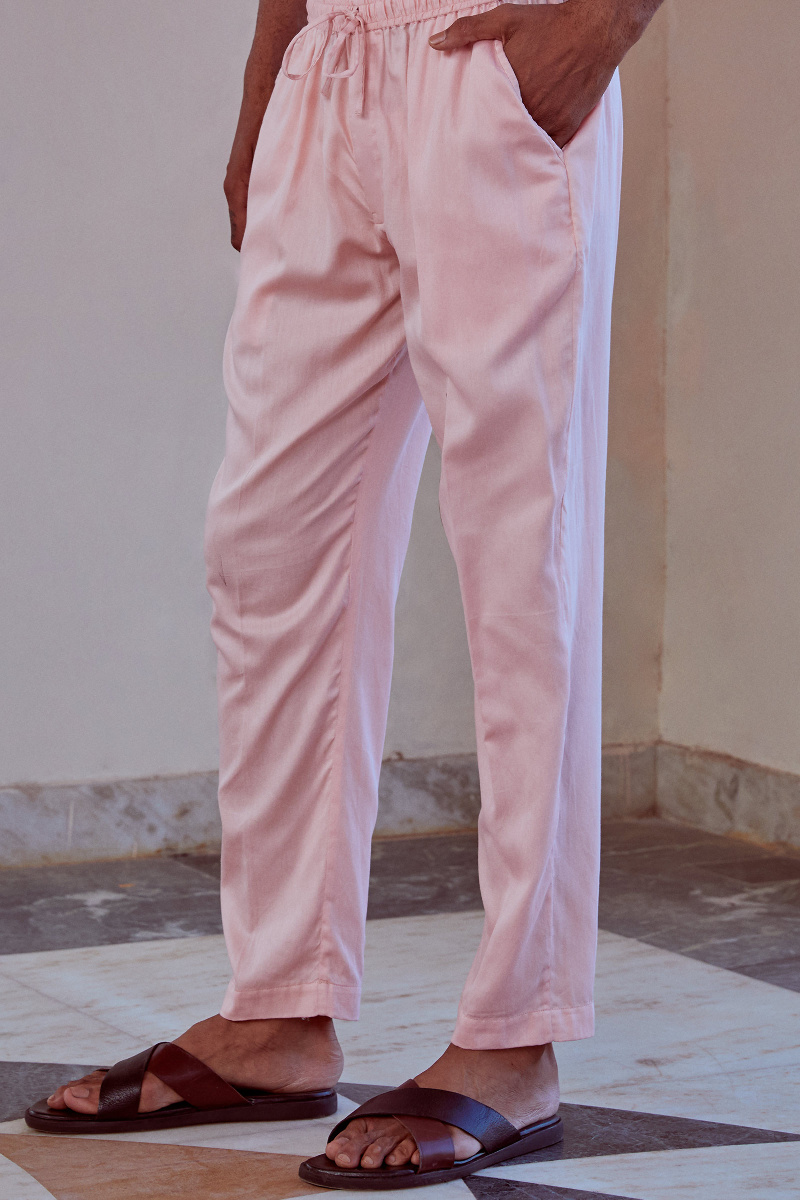 Pink Handcrafted Vegan Silk Pants