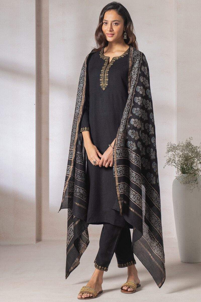 Ajrak Block Printed Chanderi Dupatta