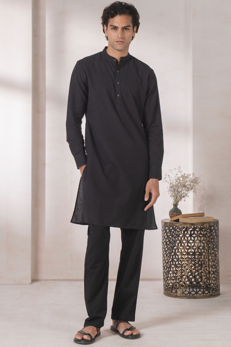 Black Handcrafted Handloom Kurta