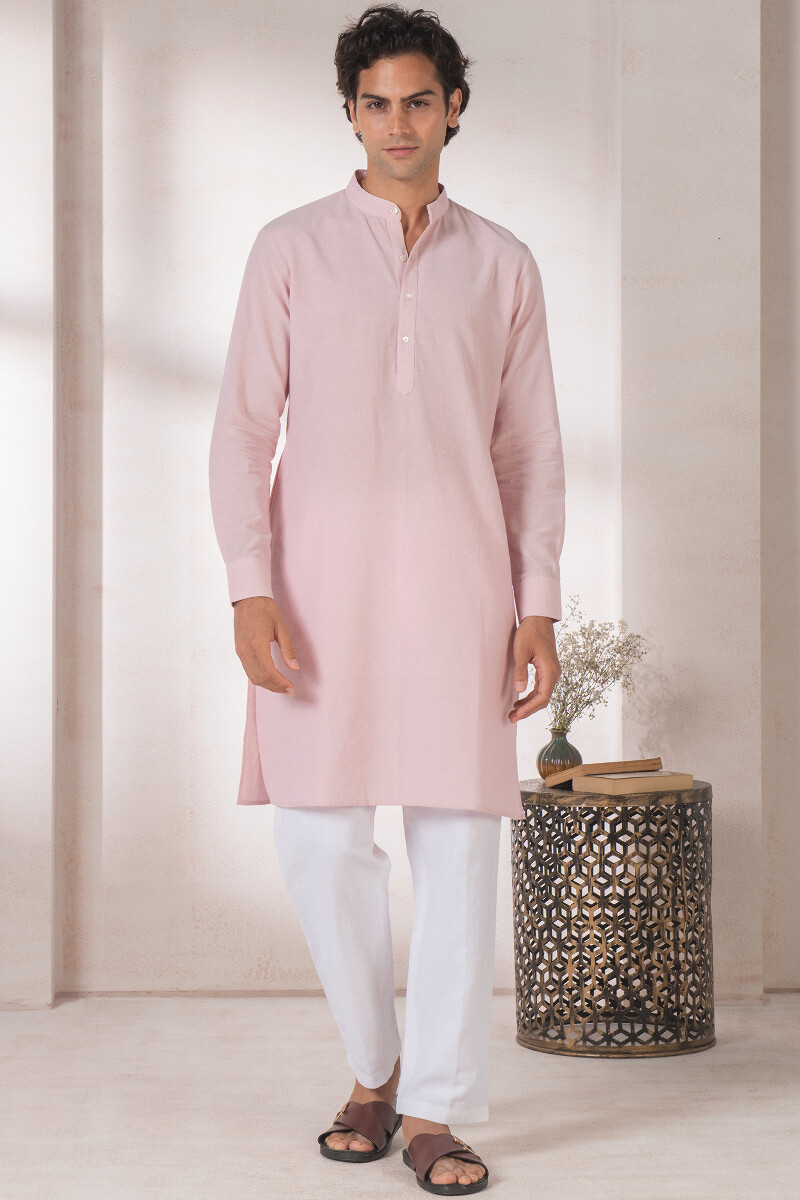 Pink Handcrafted Handloom Kurta