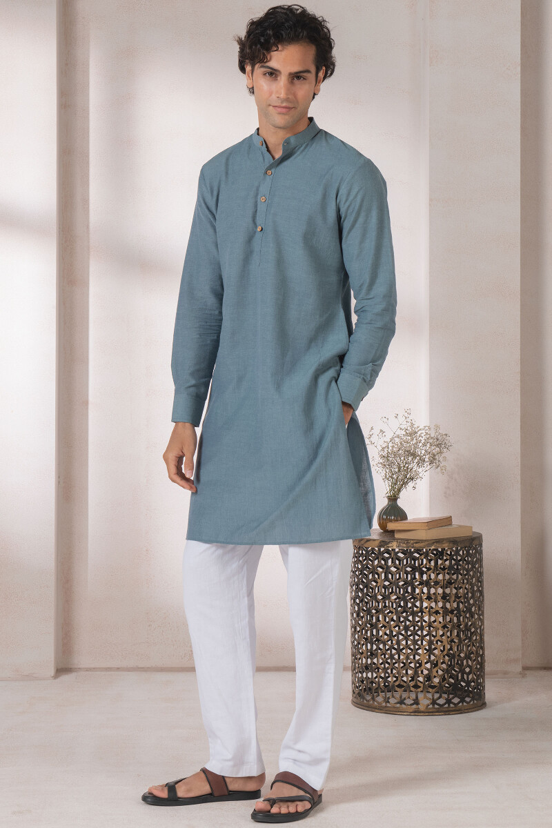 Blue Handcrafted Handloom Kurta