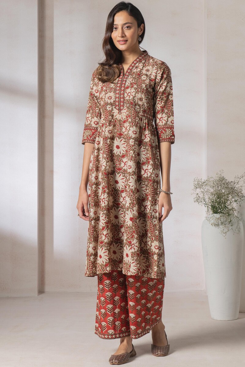 Bagru Block Printed A-Line Cotton Kurta