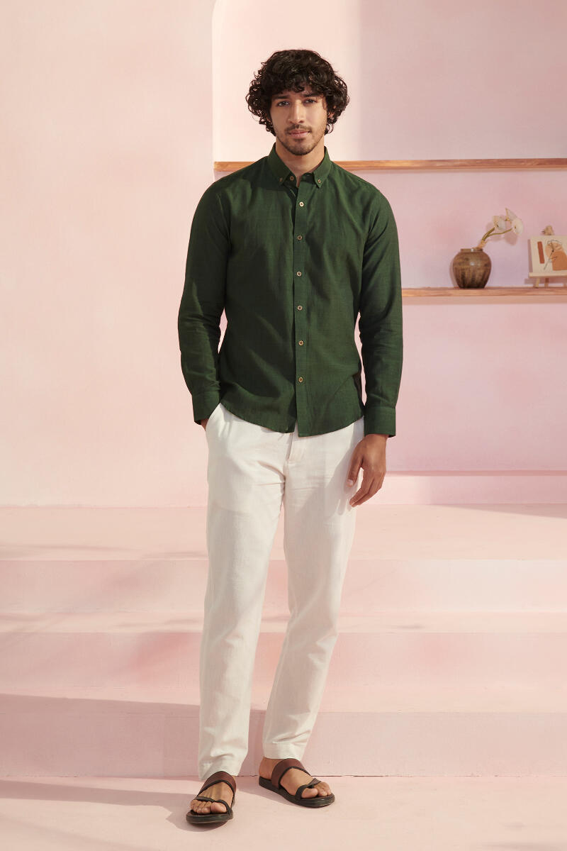 Green Handcrafted Cotton Shirt