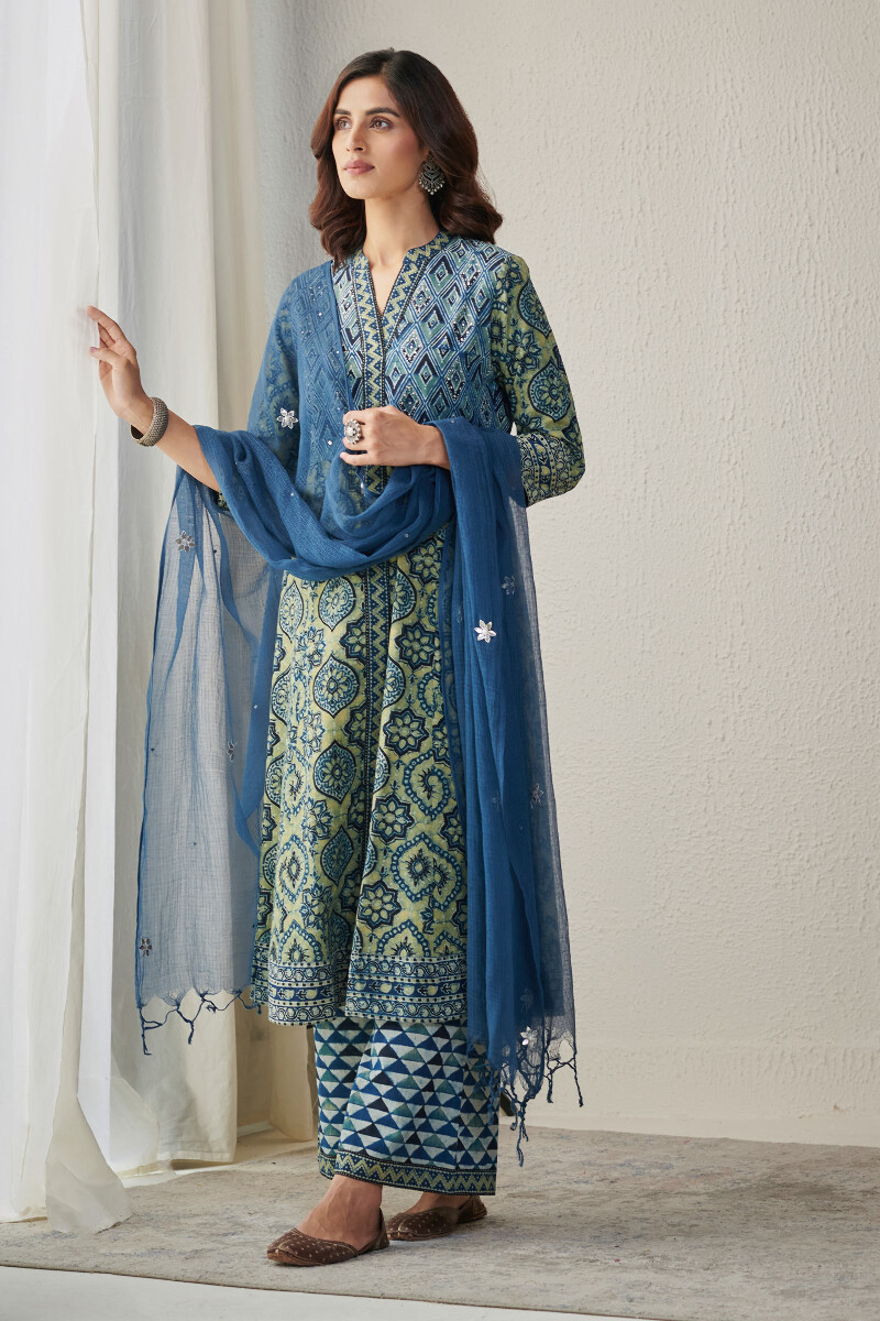 Blue Handcrafted Kota Dupatta