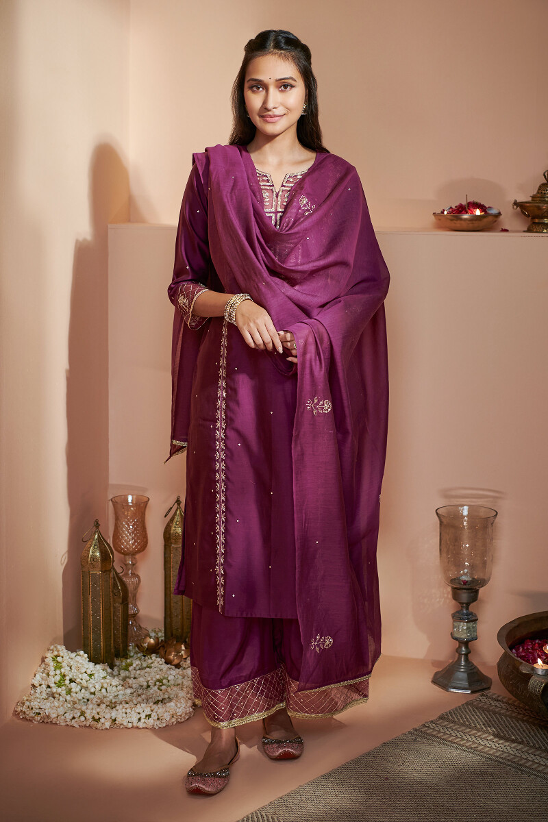 Purple Handcrafted Modal Palazzo