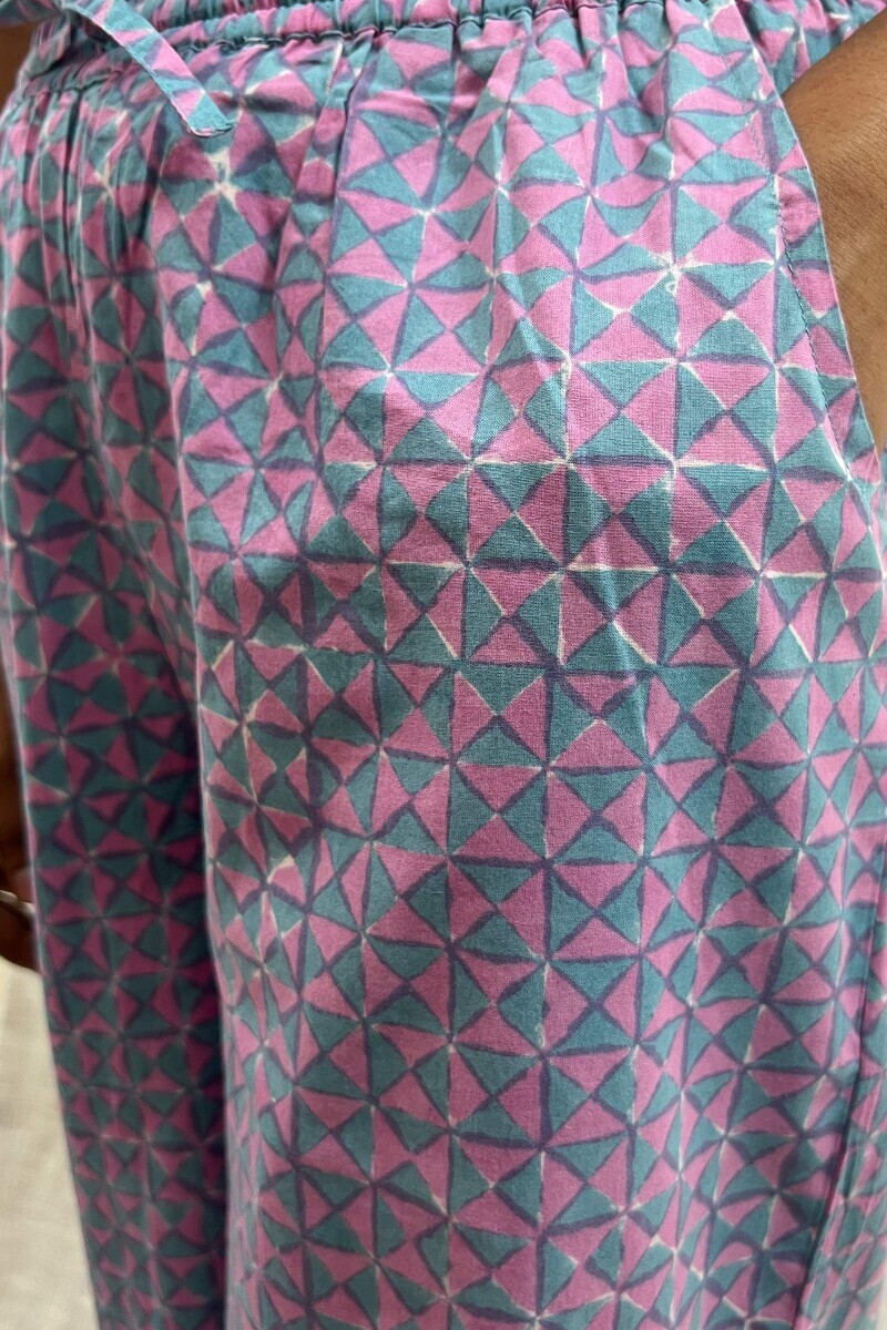 Pink Hand Block-Printed Cotton Farsi