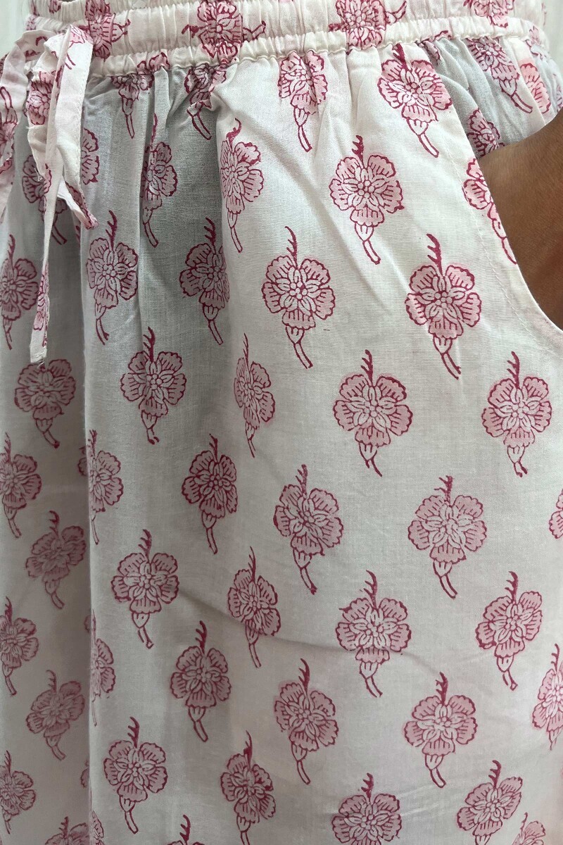 White Hand Block-Printed Viscose Farsi