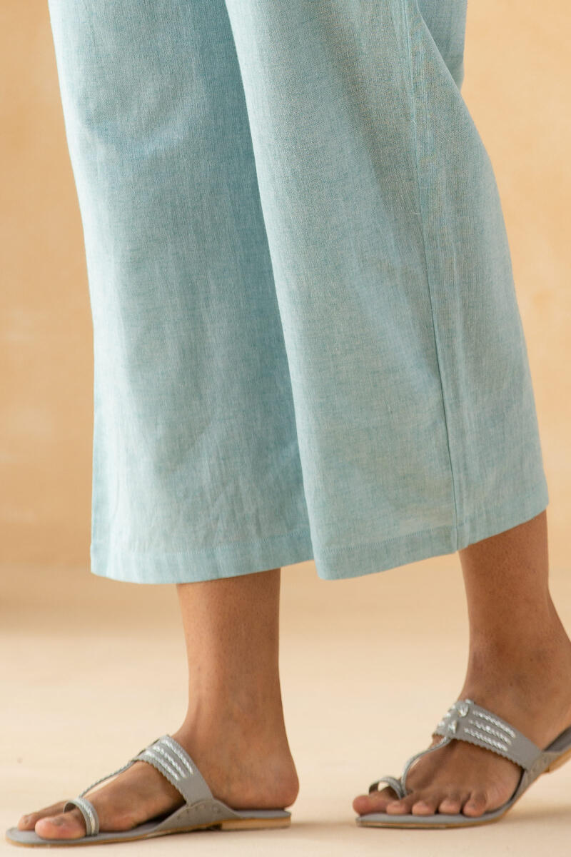 Blue Handcrafted Cotton Linen Pants