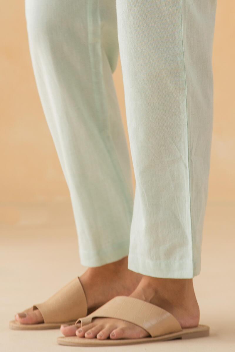 Green Handcrafted Cotton Linen Pants