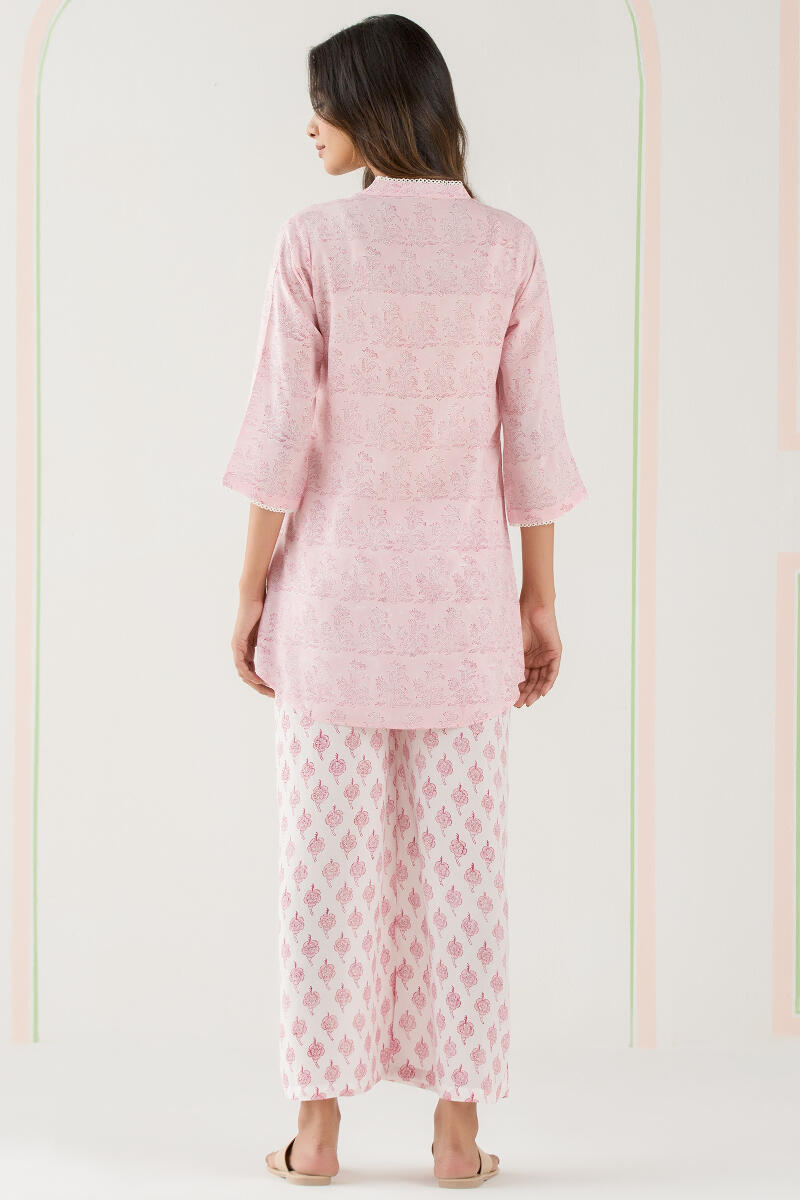 Pink Block Printed Modal Loungewear Set