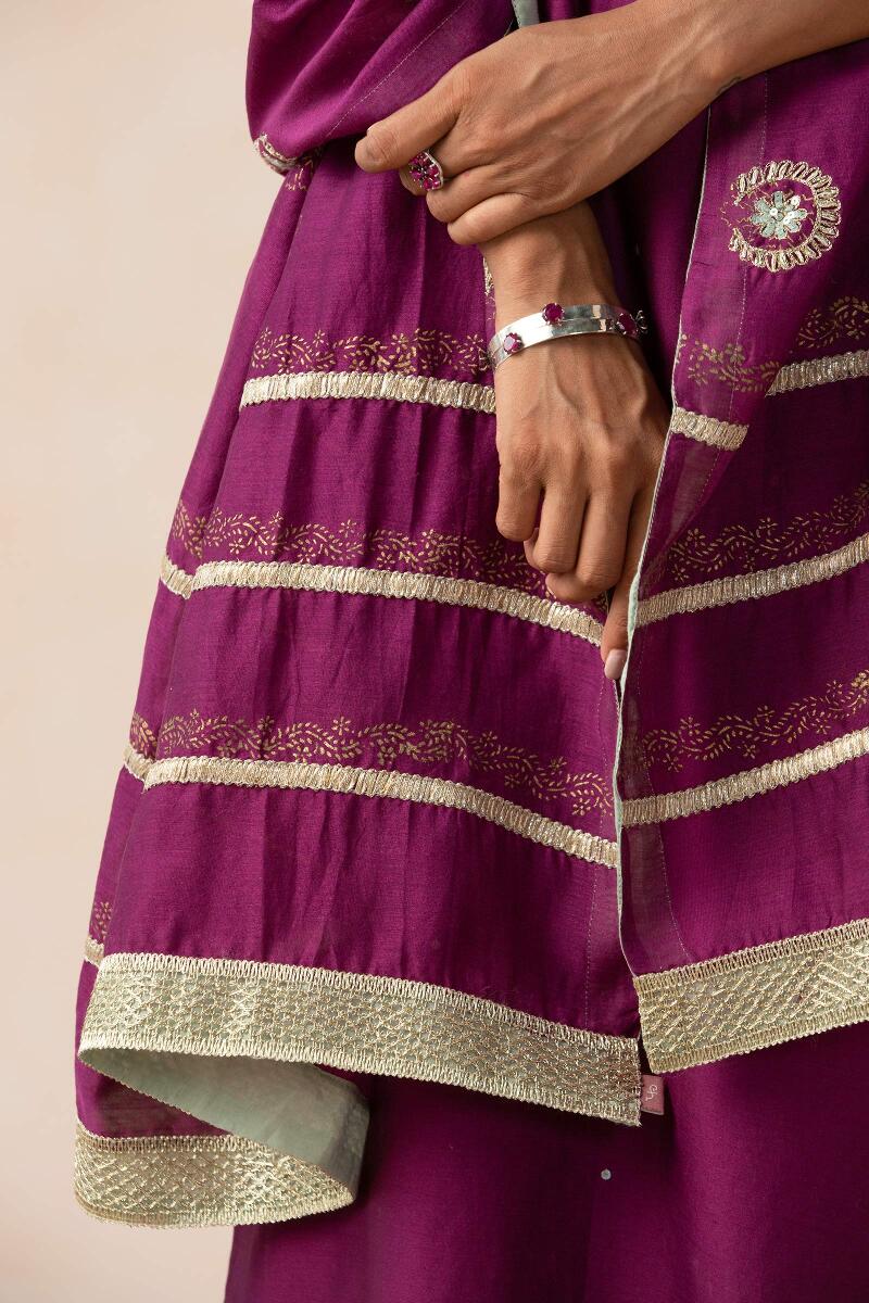 Purple Handcrafted Chanderi Dupatta