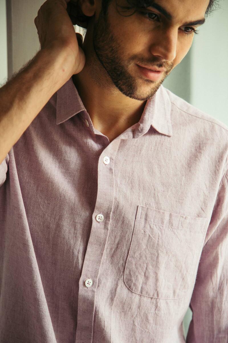 Purple Handcrafted Cotton Linen Shirt